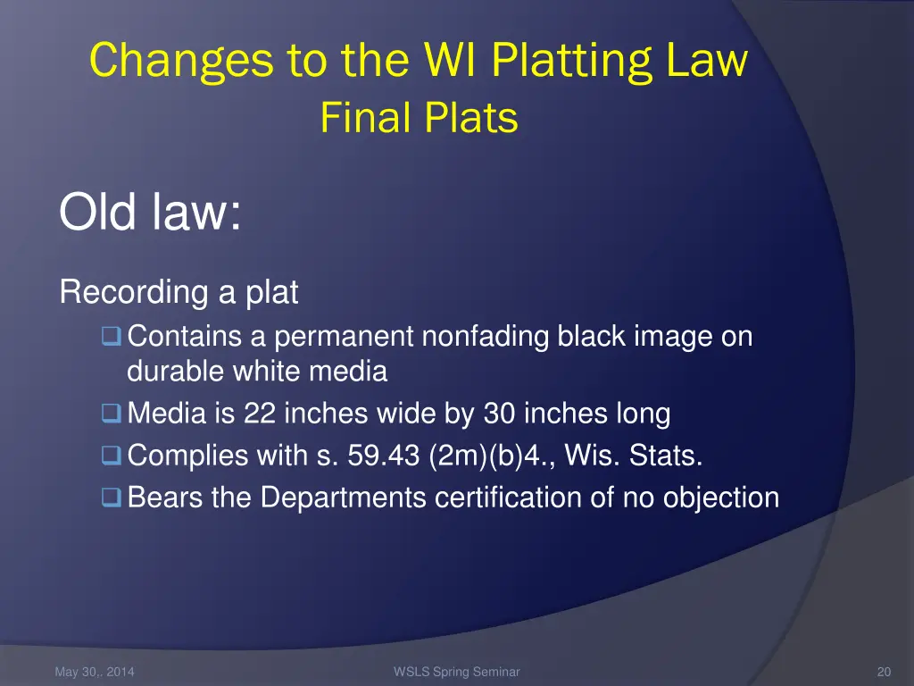 changes to the wi platting law final plats 5