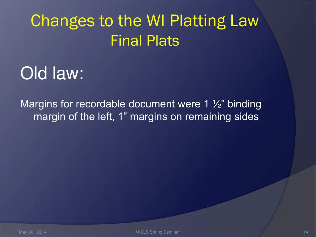 changes to the wi platting law final plats