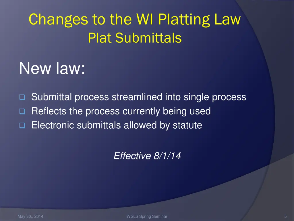 changes to the wi platting law plat submittals 1