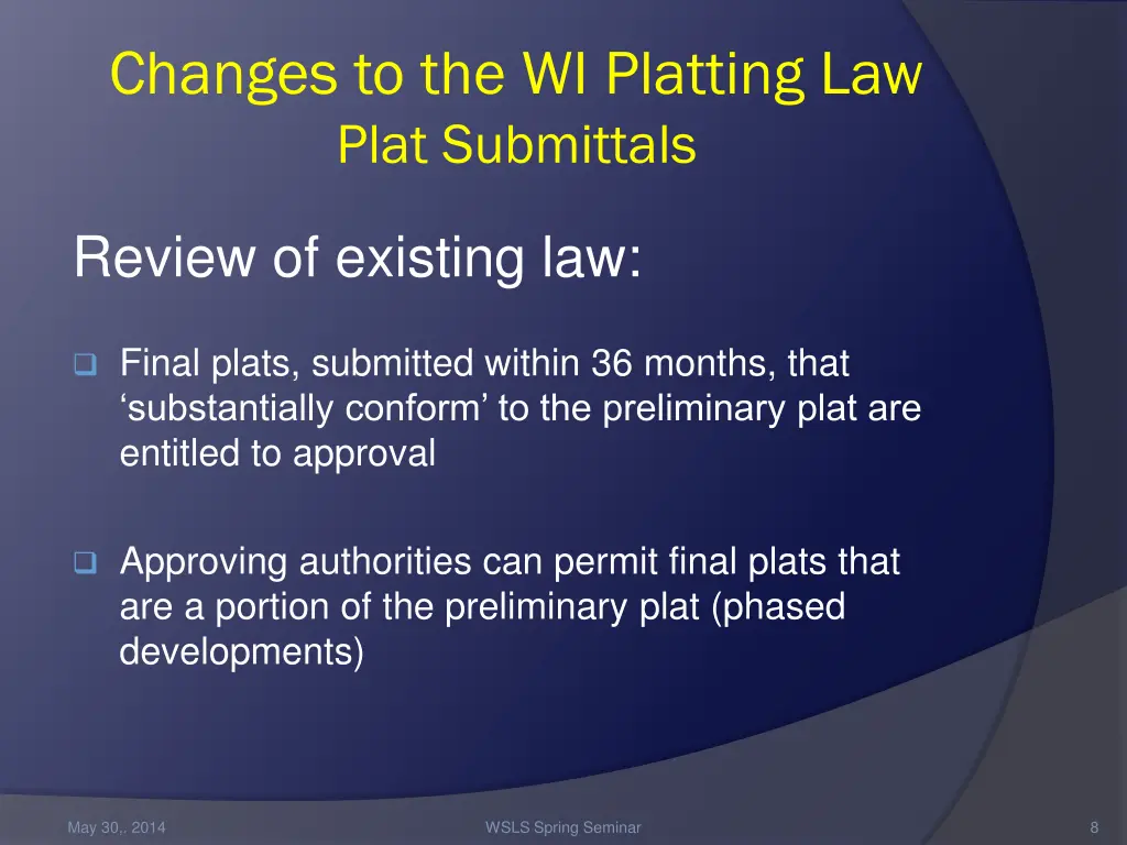 changes to the wi platting law plat submittals 4