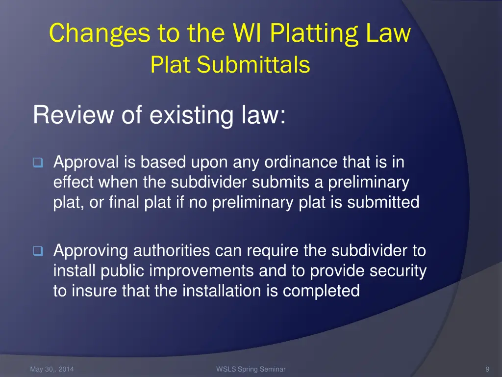 changes to the wi platting law plat submittals 5