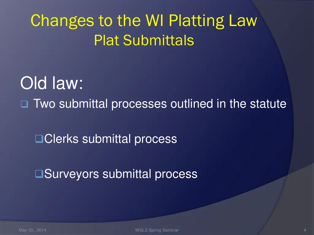 changes to the wi platting law plat submittals