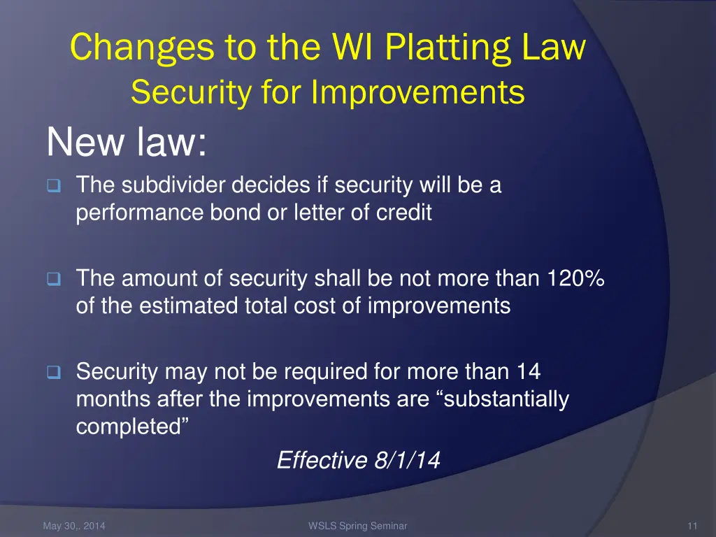 changes to the wi platting law security 1