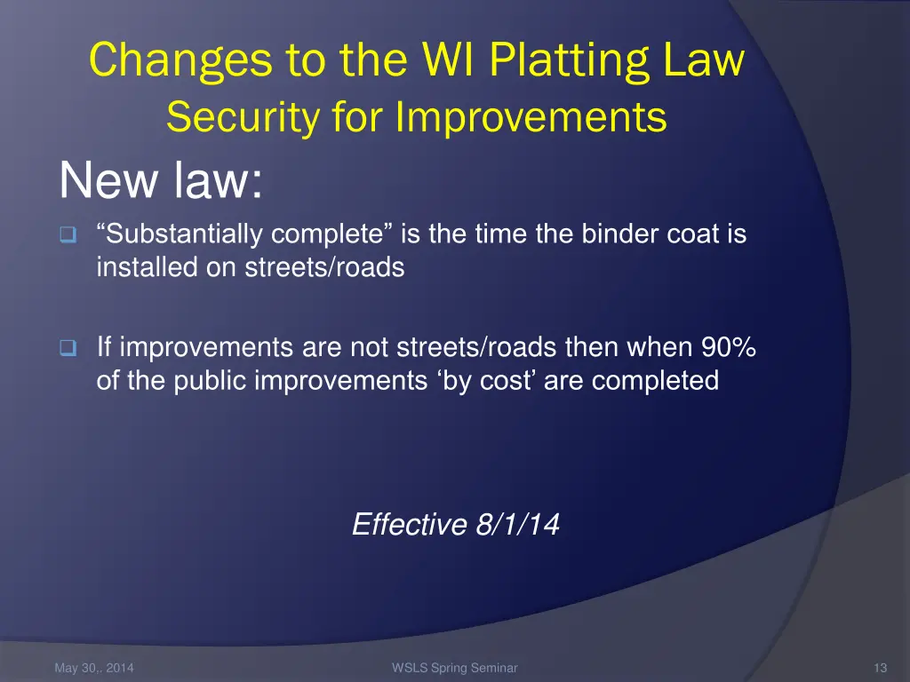 changes to the wi platting law security 3