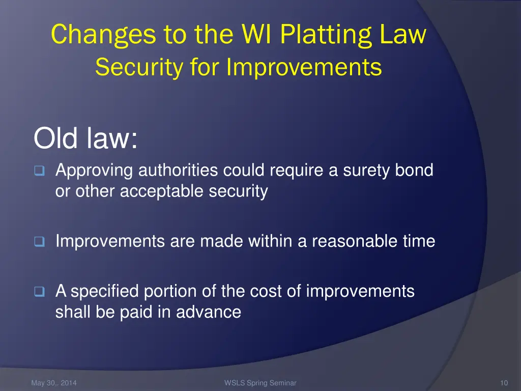 changes to the wi platting law security