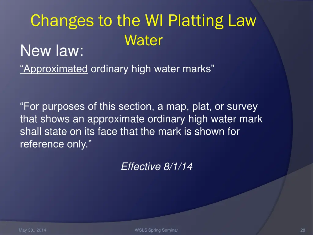 changes to the wi platting law water 3