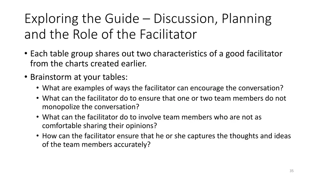 exploring the guide discussion planning