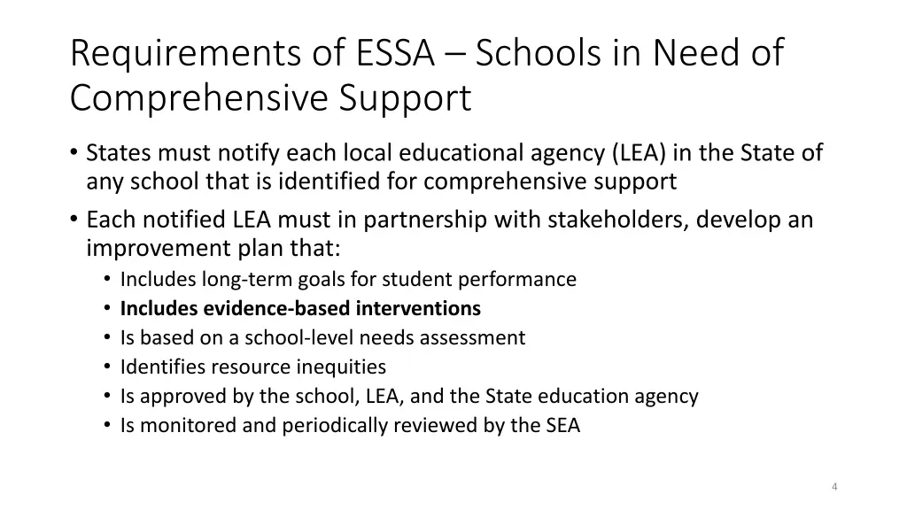 requirements of essa schools in need