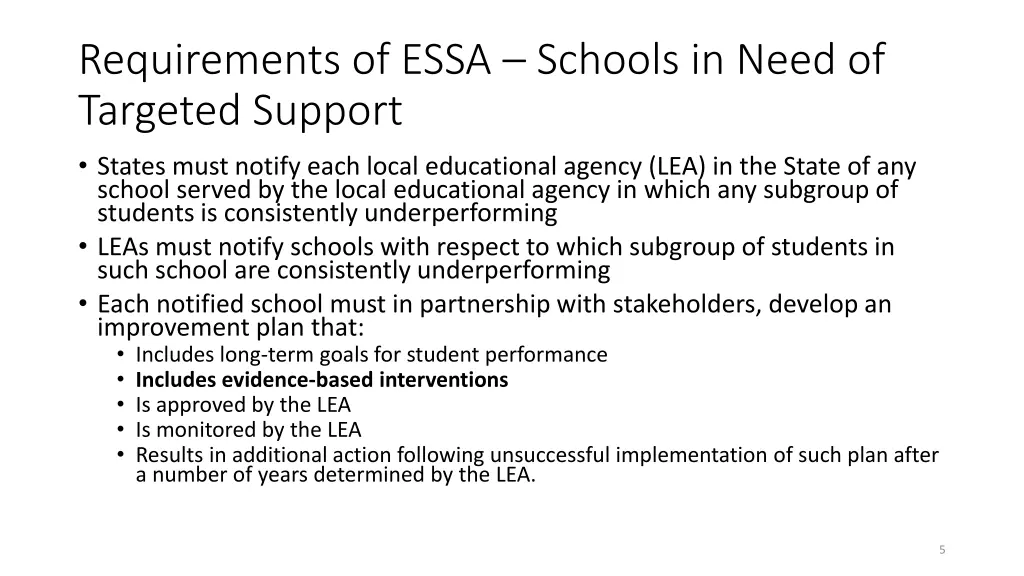 requirements of essa schools in need of targeted