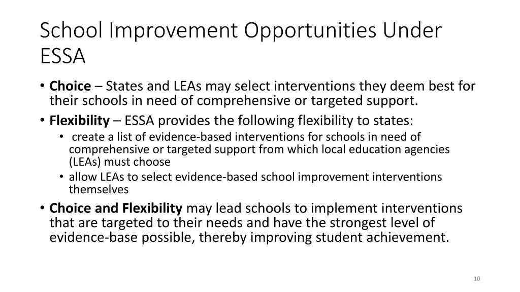 school improvement opportunities under essa