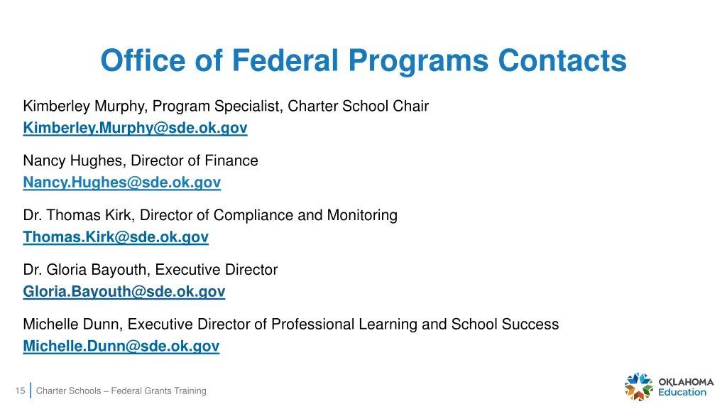 office of federal programs contacts