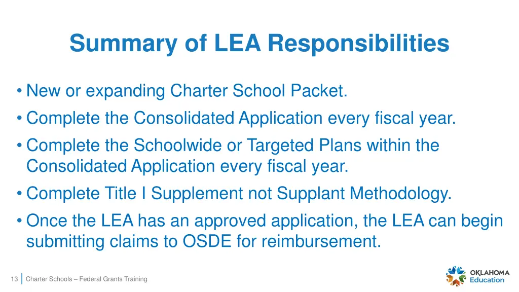 summary of lea responsibilities