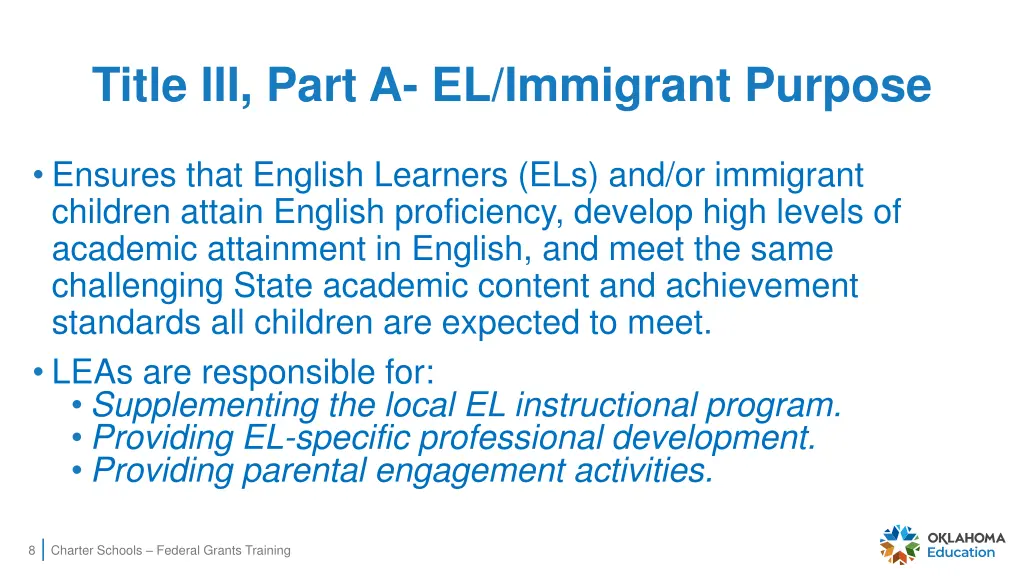 title iii part a el immigrant purpose