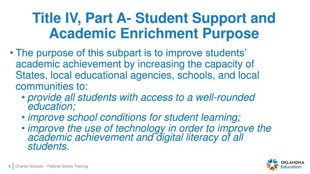 title iv part a student support and academic