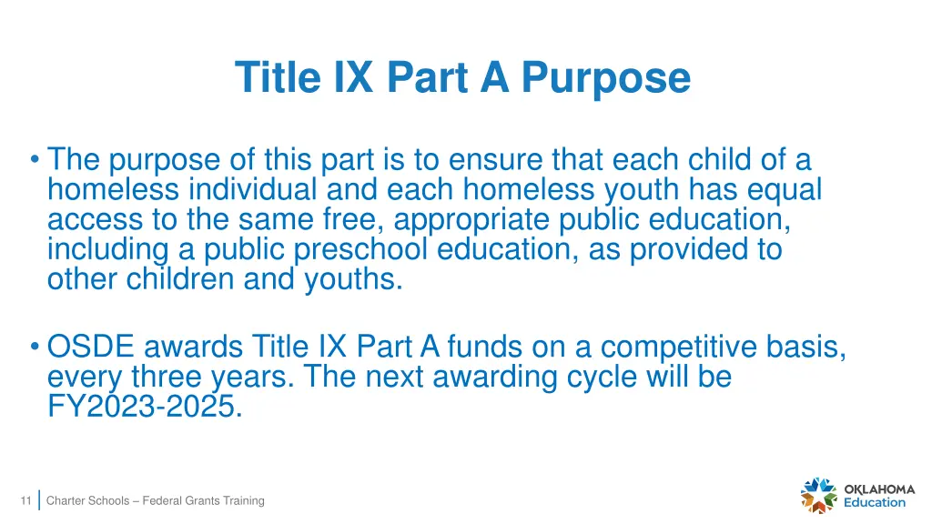 title ix part a purpose