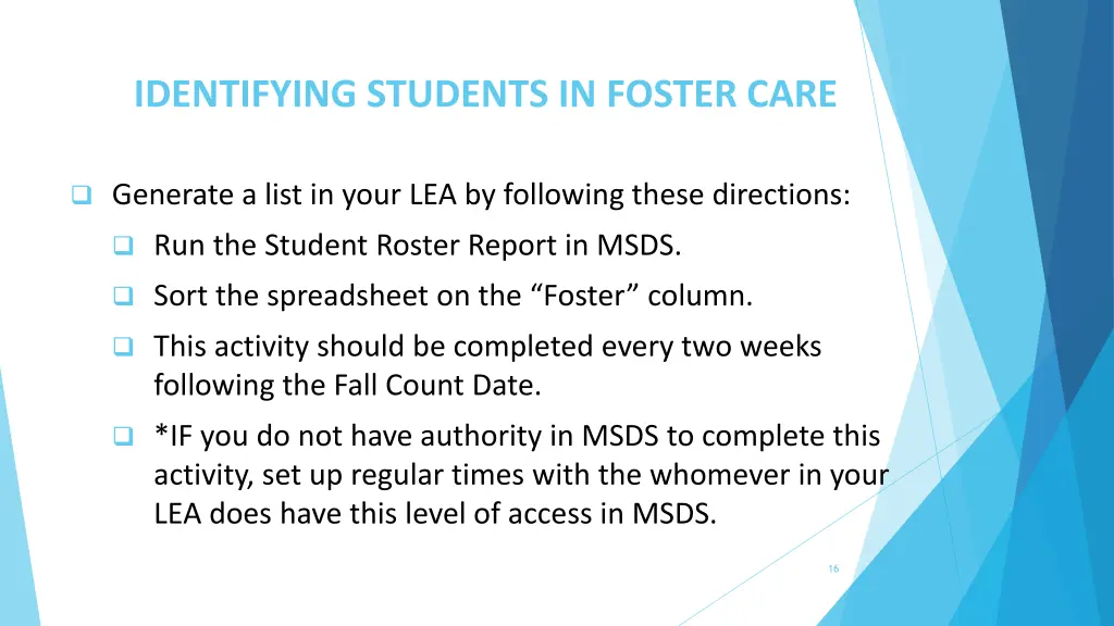 identifying students in foster care