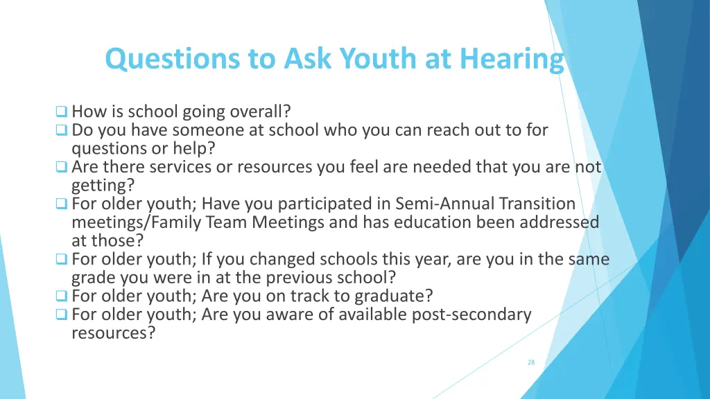 questions to ask youth at hearing