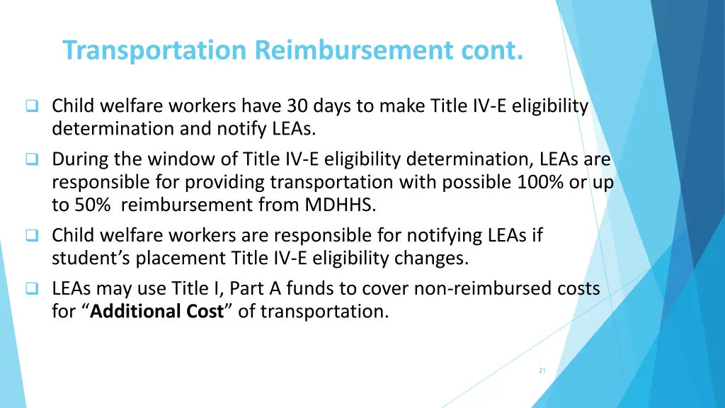 transportation reimbursement cont