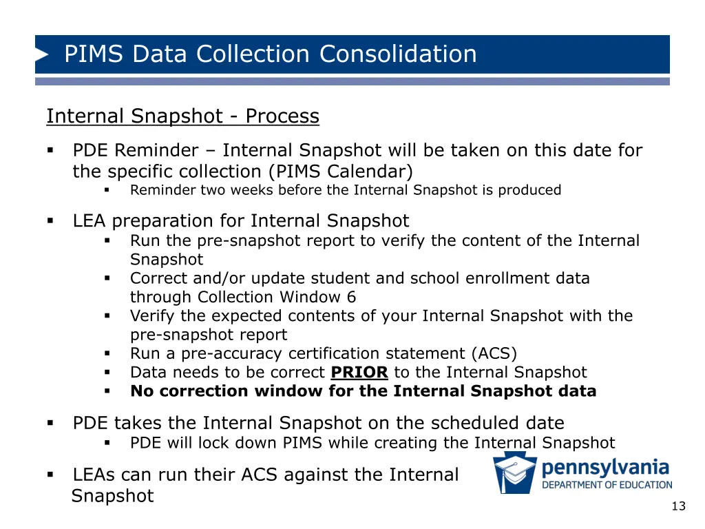 pims data collection consolidation 12