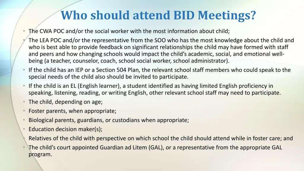 who should attend bid meetings