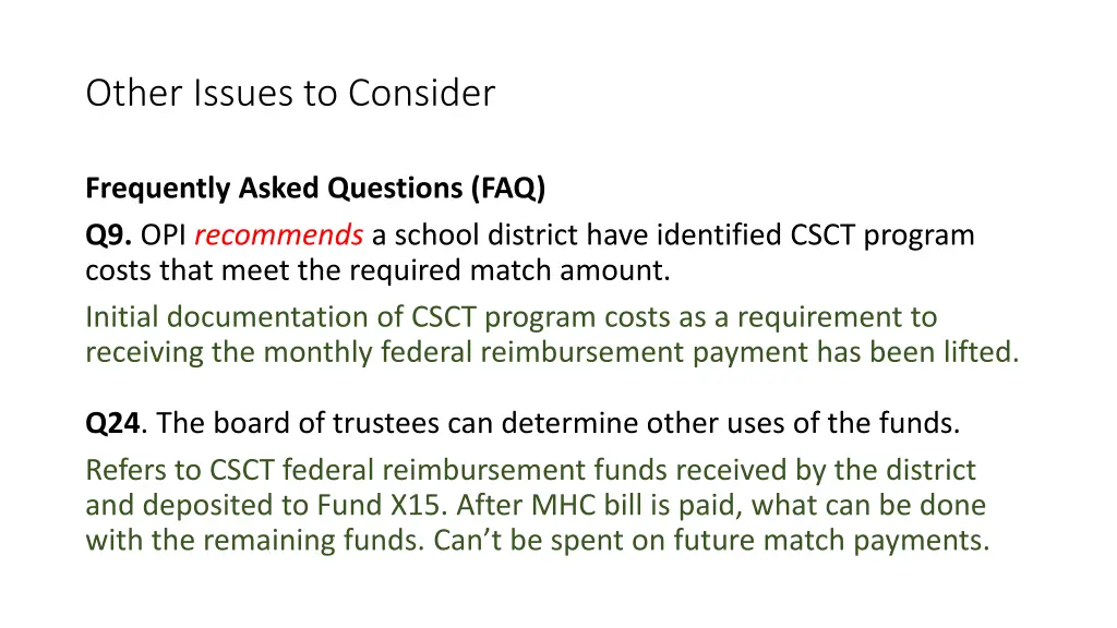 other issues to consider 3