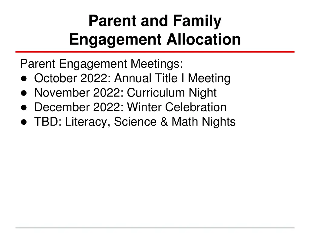 parent and family engagement allocation