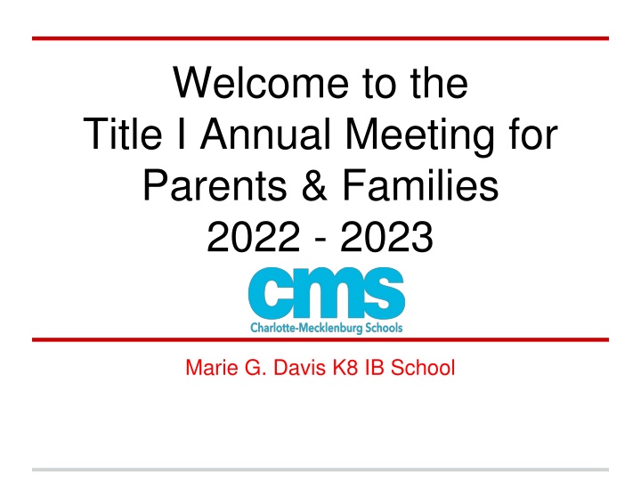 welcome to the title i annual meeting for parents