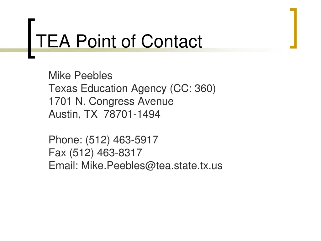 tea point of contact