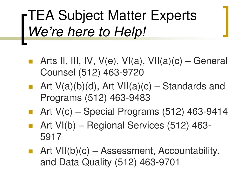 tea subject matter experts we re here to help