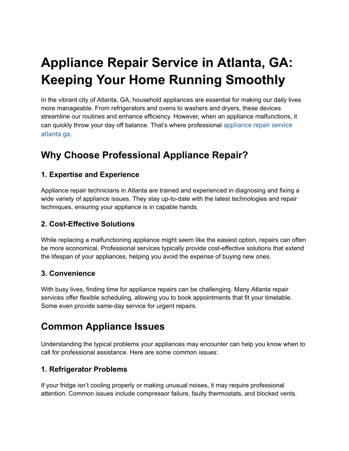 appliance repair service in atlanta ga keeping