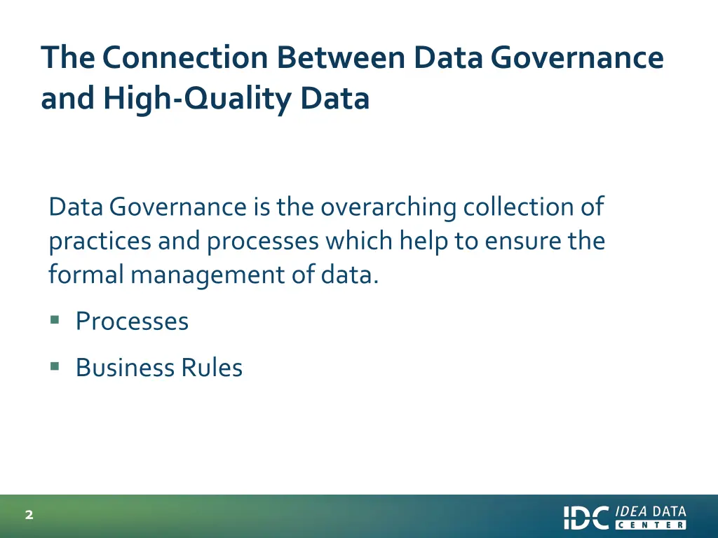 the connection between data governance and high