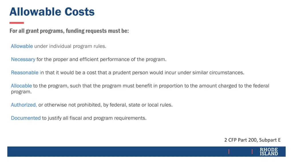 allowable costs