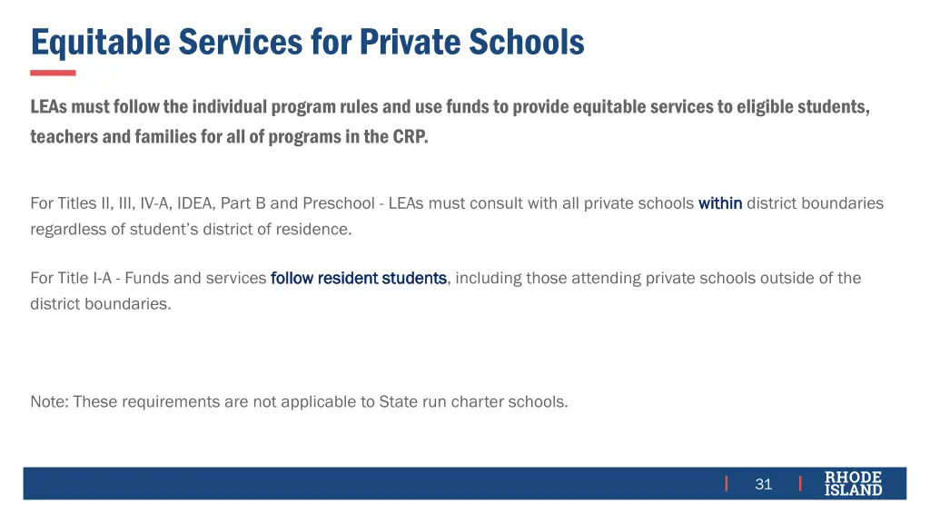 equitable services for private schools