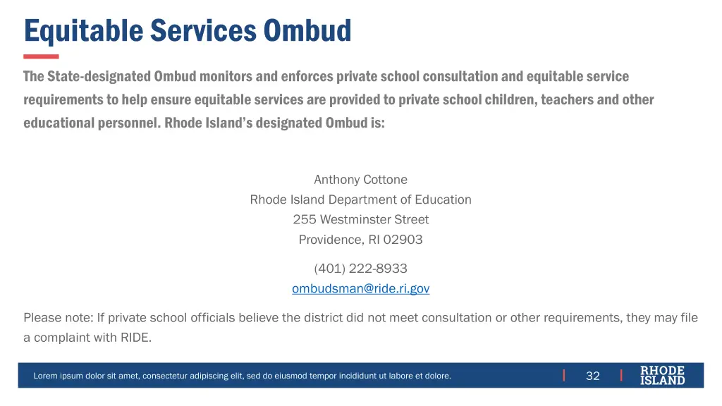 equitable services ombud