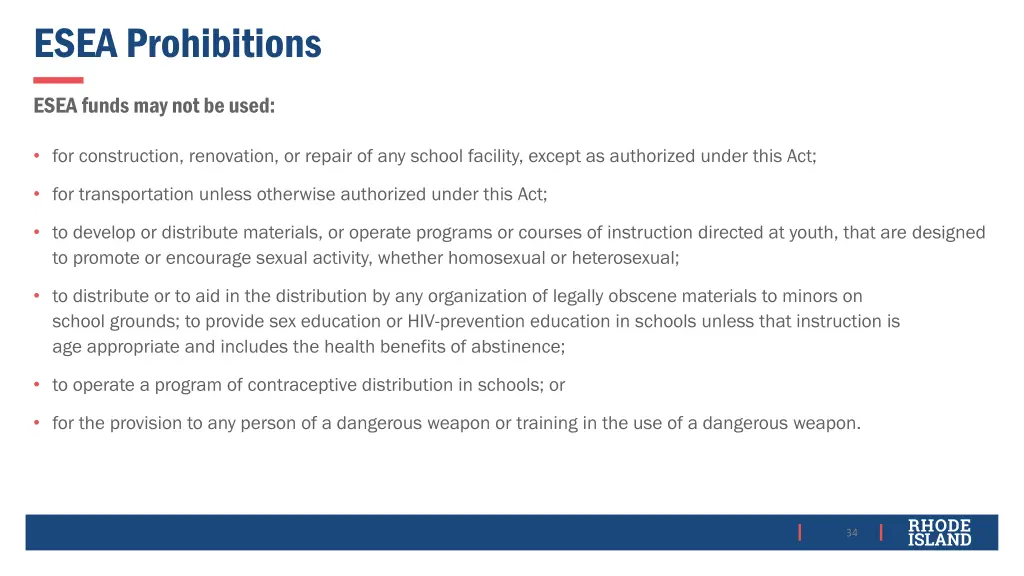 esea prohibitions