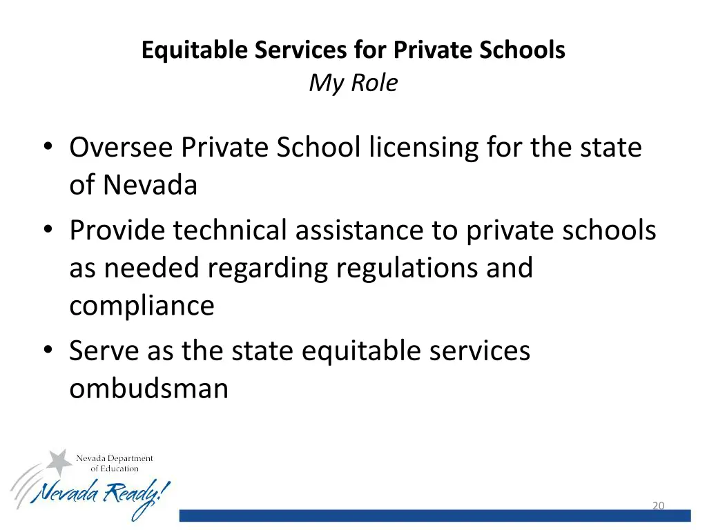 equitable services for private schools my role