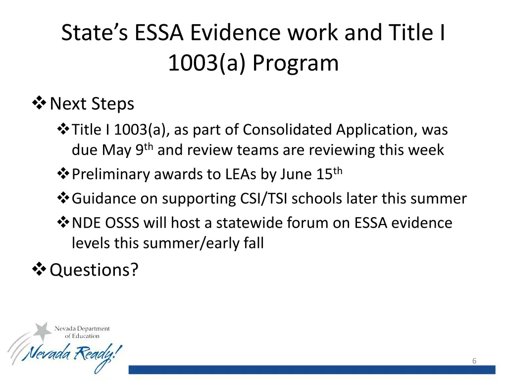 state s essa evidence work and title i 1003 1