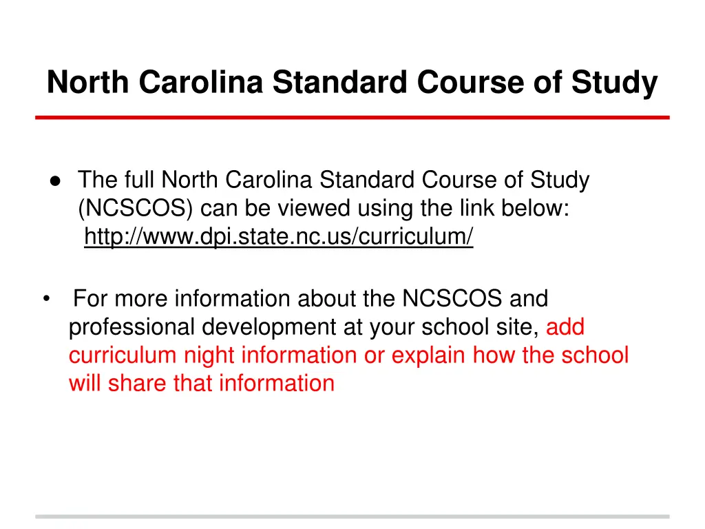 north carolina standard course of study