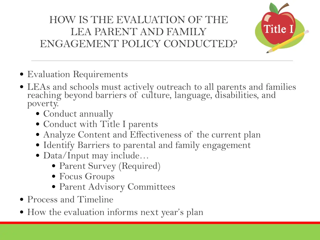 how is the evaluation of the lea parent