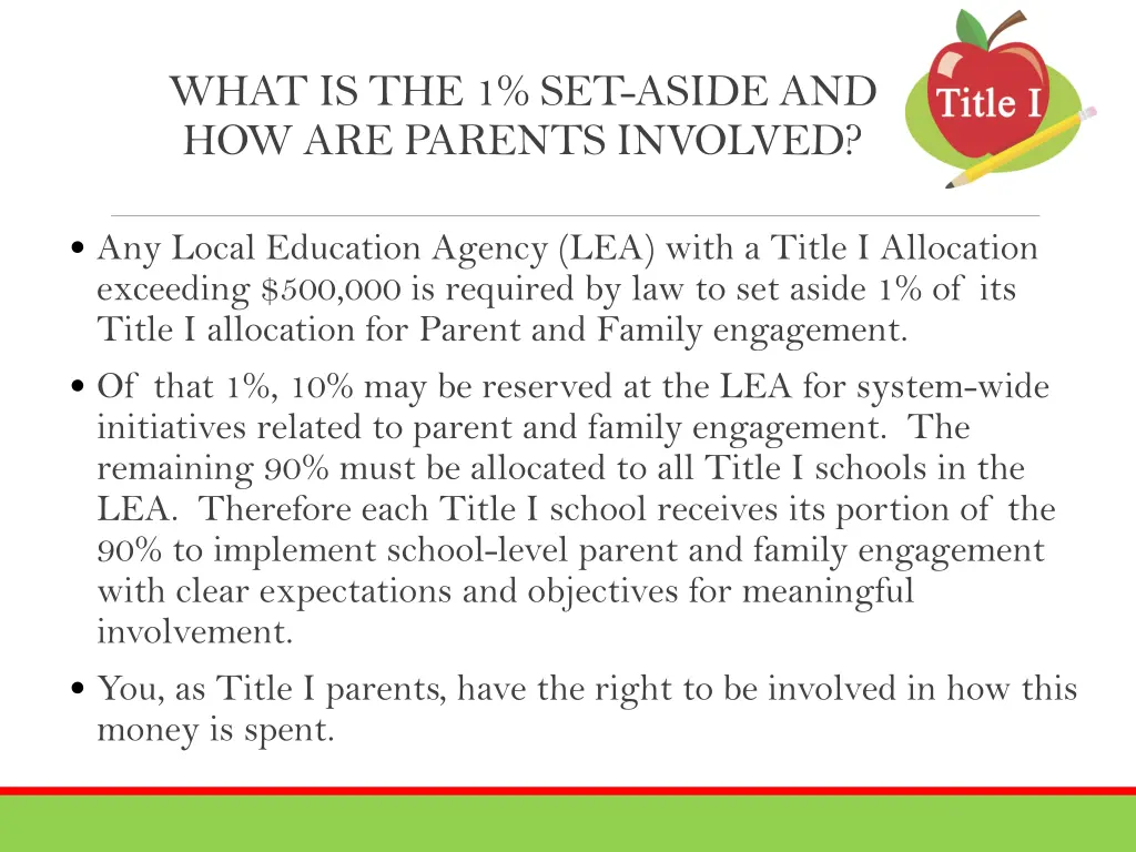 what is the 1 set aside and how are parents