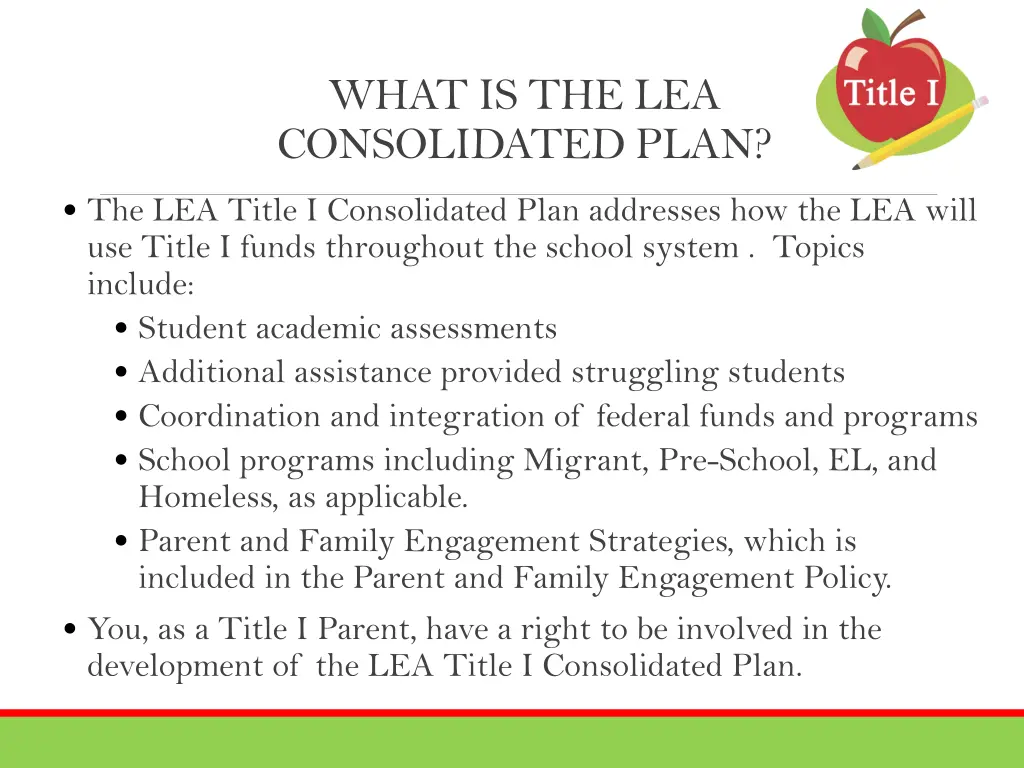 what is the lea consolidated plan