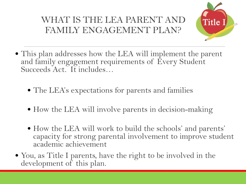 what is the lea parent and family engagement plan