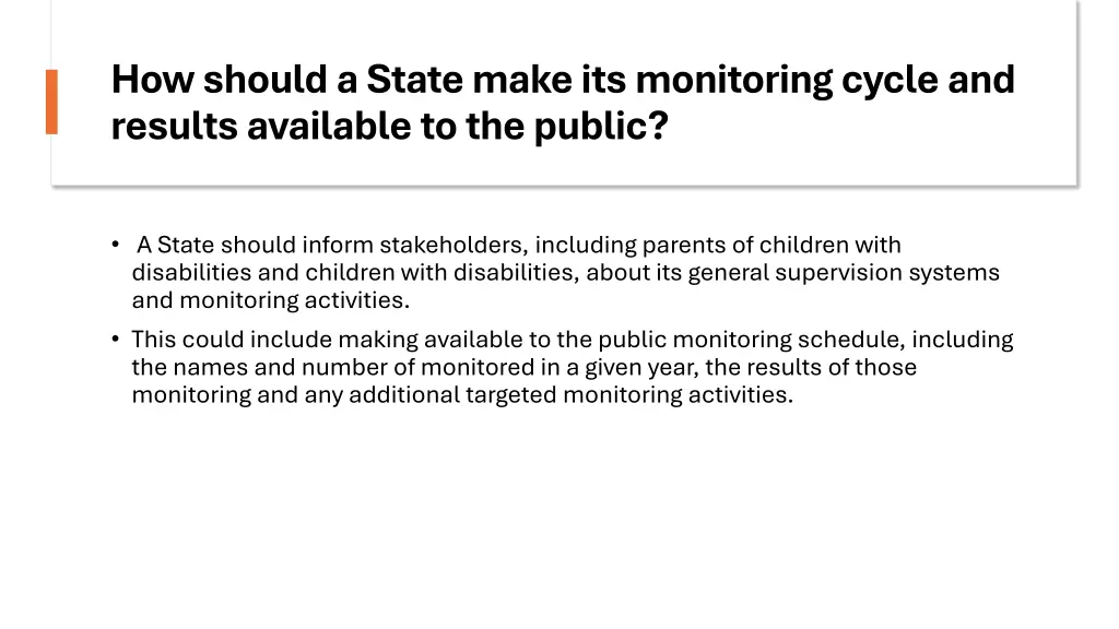 how should a state make its monitoring cycle