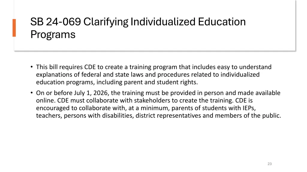 sb 24 069 clarifying individualized education