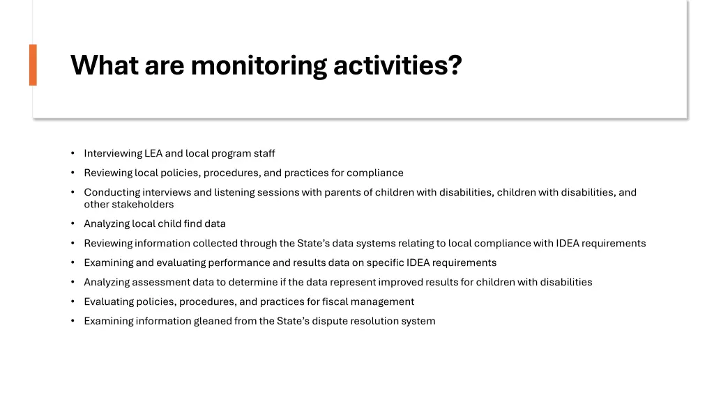 what are monitoring activities