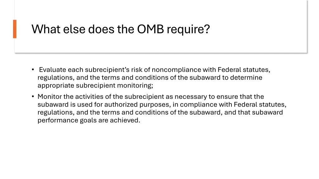 what else does the omb require