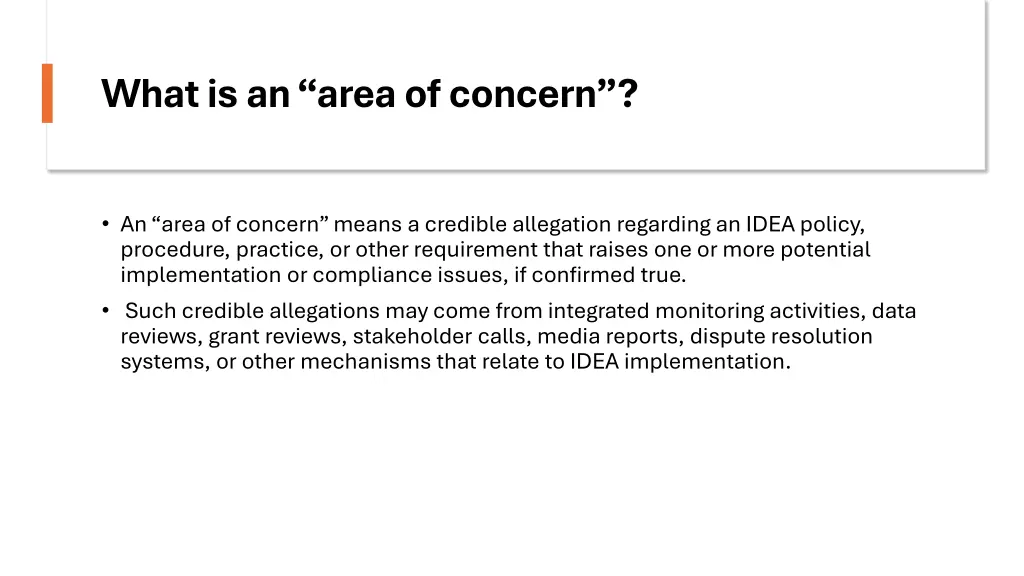 what is an area of concern