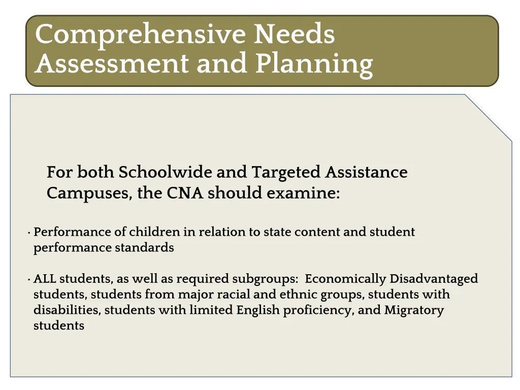 comprehensive needs assessment and planning 1