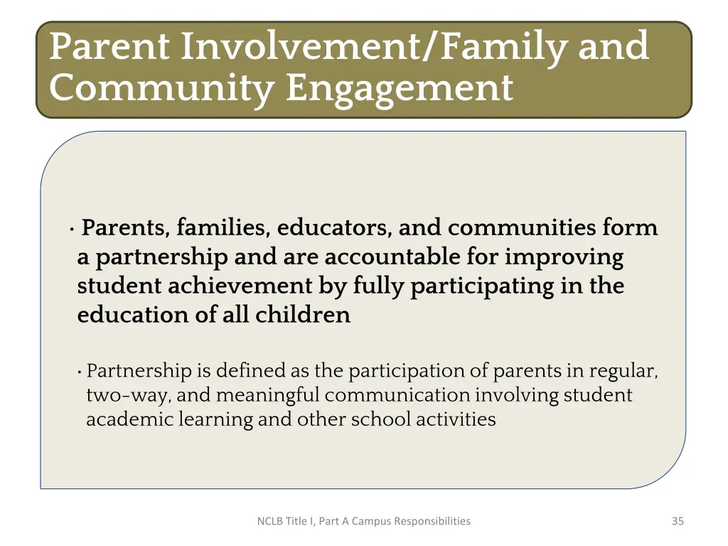 parent involvement family and community engagement