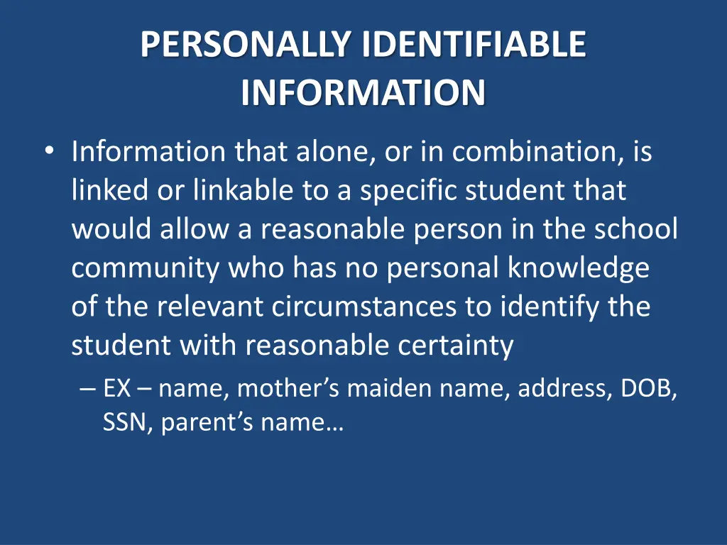 personally identifiable information